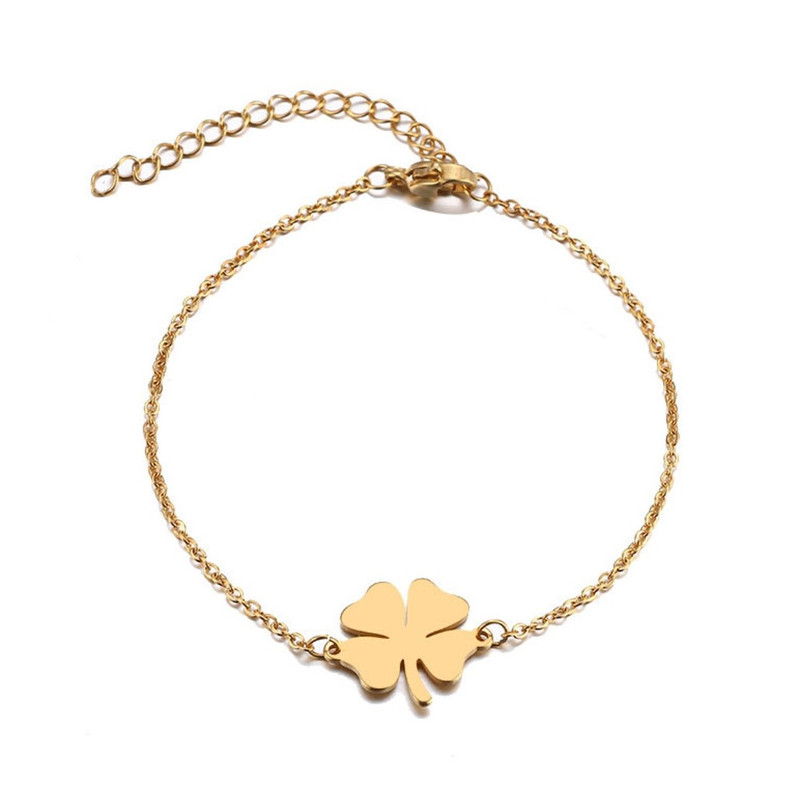 PULSERA TODOJOYAS TREBOL DE LA SUERTE DORADA ACERO - 1