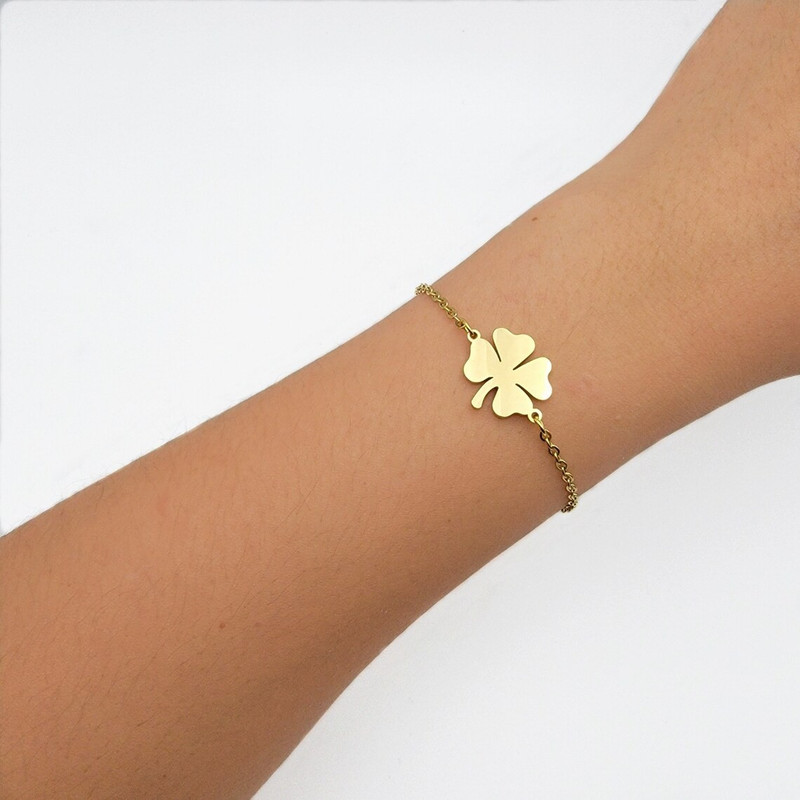PULSERA TODOJOYAS TREBOL DE LA SUERTE DORADA ACERO - 2