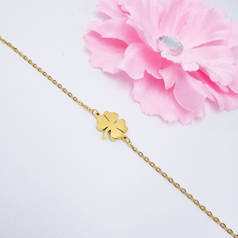 PULSERA TODOJOYAS TREBOL DE LA SUERTE DORADA ACERO - 3