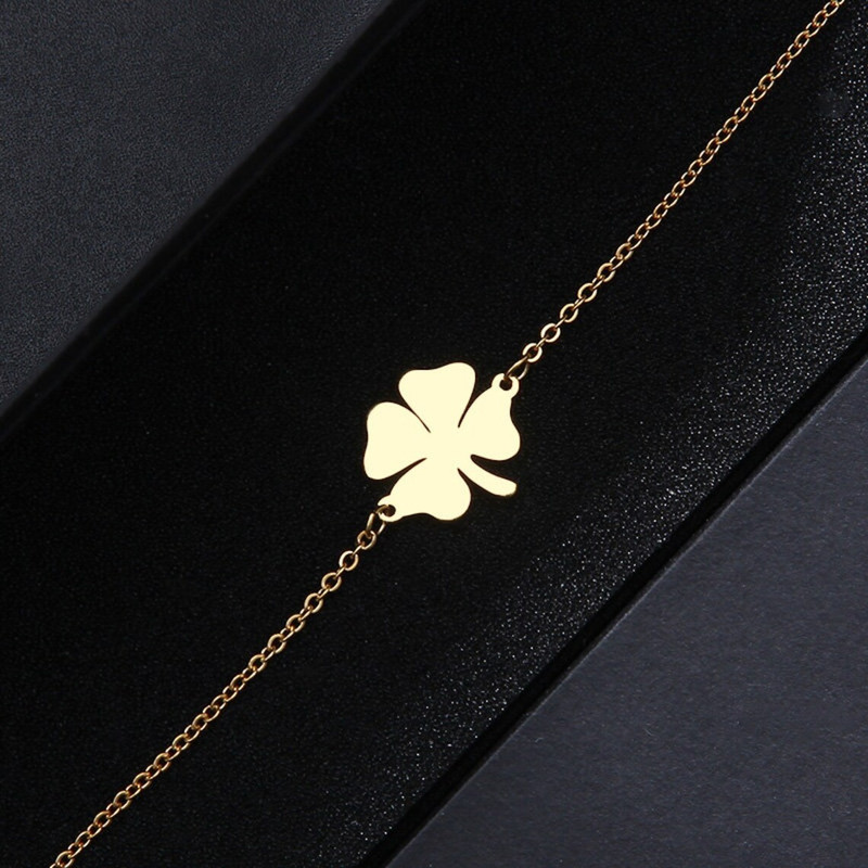 PULSERA TODOJOYAS TREBOL DE LA SUERTE DORADA ACERO - 5