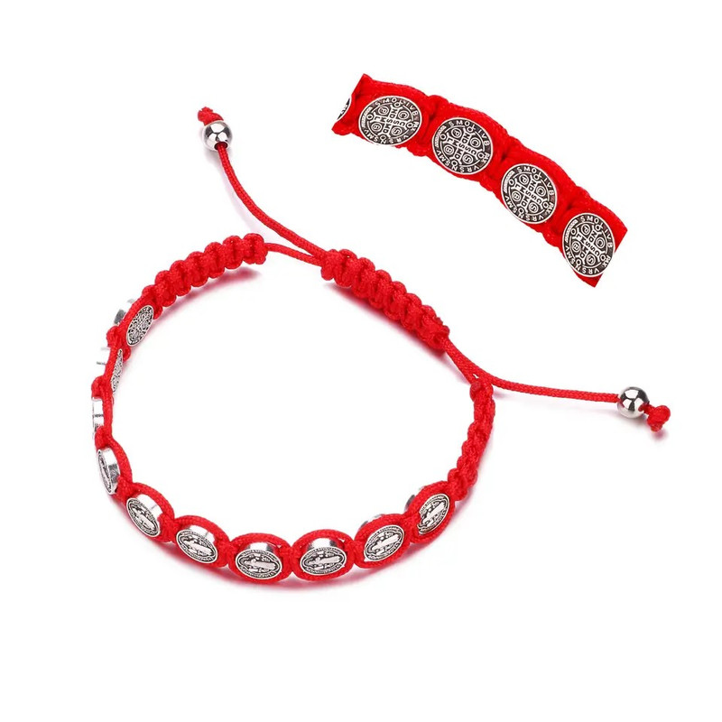 PULSERA HILO ROJO SAN BENITO PROTECTOR 10 MEDALLAS - 3