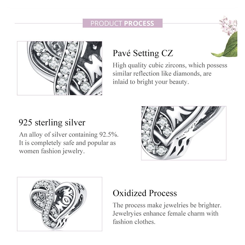 CHARM DIJE PLATA 925 CORAZON INFINITO MOM - 6