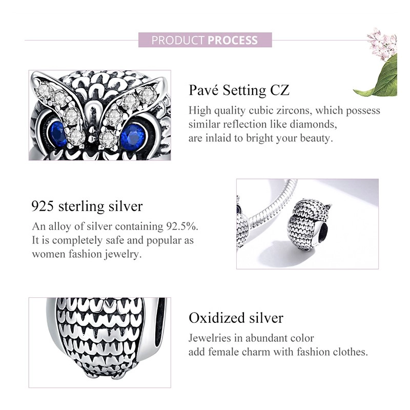 CHARM DIJE PLATA 925 BUHO PLATEADO - 5