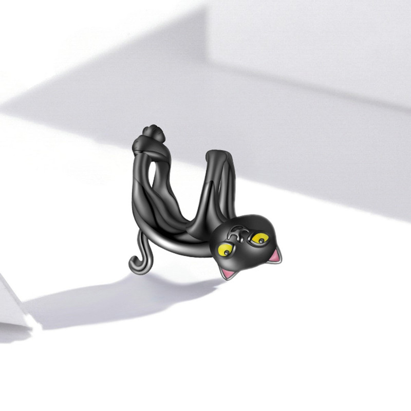 CHARM DIJE PLATA 925 GATO EN COLOR NEGRO COLGANTE - 5