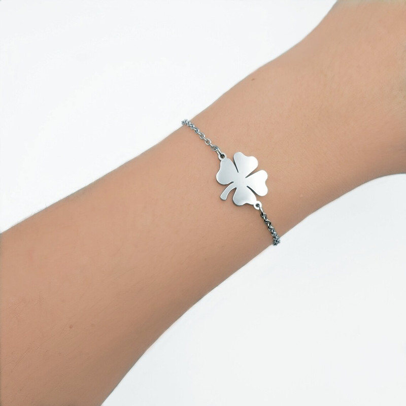 PULSERA TODOJOYAS TREBOL DE LA SUERTE PLATEADA ACERO - 2