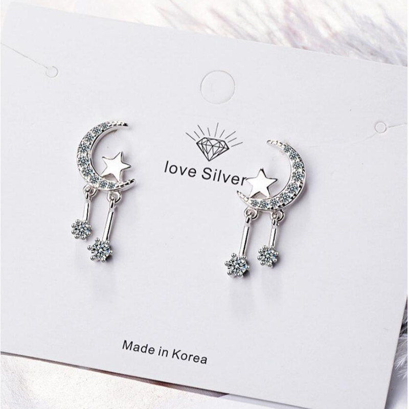 AROS TODOJOYAS LUNA CIRCONES Y ESTRELLAS PLATEADO PLATA - 3
