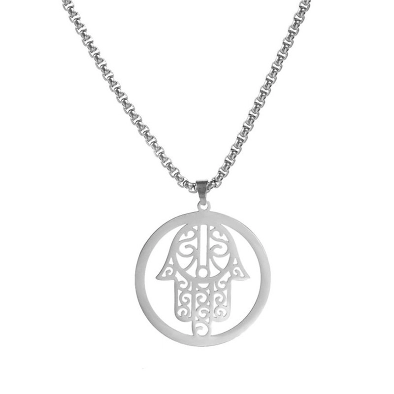 COLGANTE TODOJOYAS ACERO COLLAR MANO DE FATIMA HAMSA PLATEADO - 1
