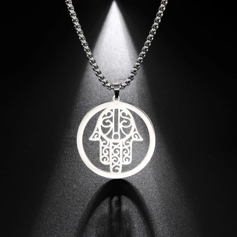 COLGANTE TODOJOYAS ACERO COLLAR MANO DE FATIMA HAMSA PLATEADO - 2