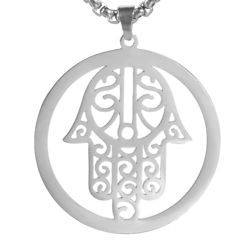 COLGANTE TODOJOYAS ACERO COLLAR MANO DE FATIMA HAMSA PLATEADO - 3