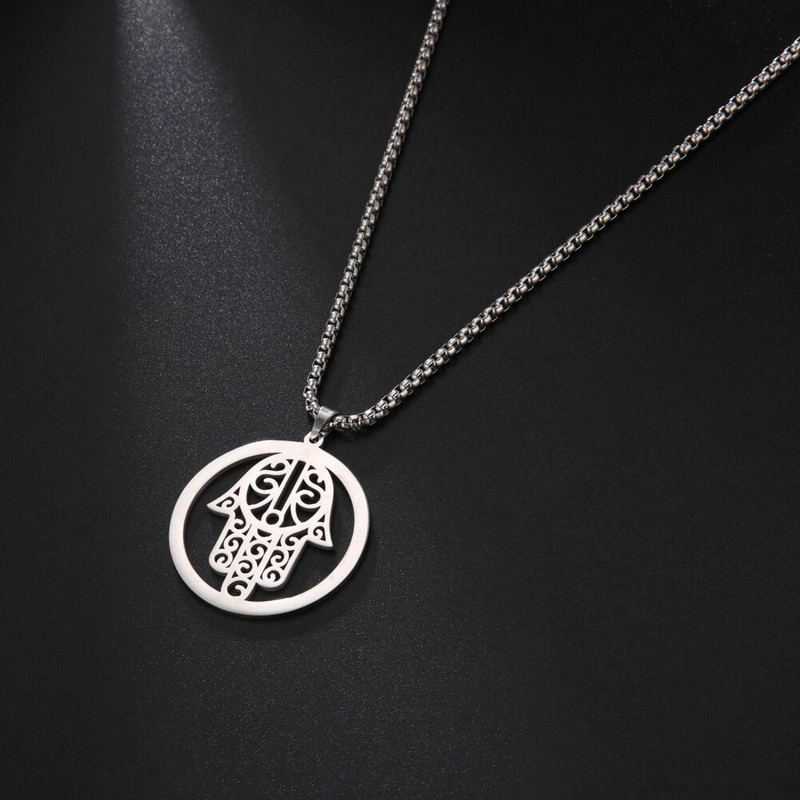 COLGANTE TODOJOYAS ACERO COLLAR MANO DE FATIMA HAMSA PLATEADO - 4