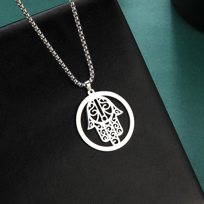 COLGANTE TODOJOYAS ACERO COLLAR MANO DE FATIMA HAMSA PLATEADO - 5