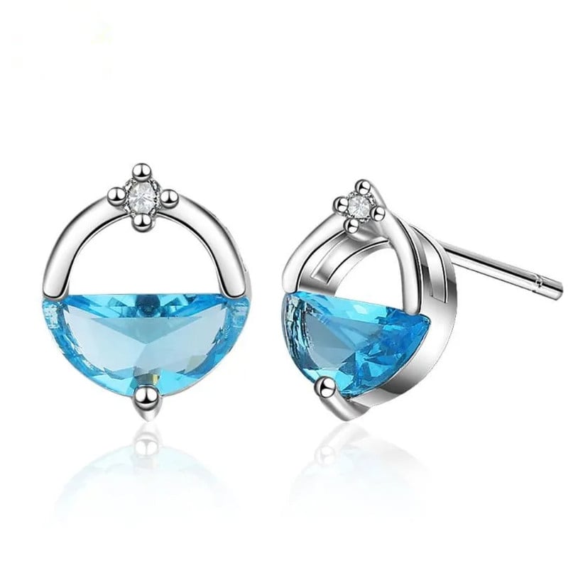 AROS TODOJOYAS CIRCULAR CIRCON AZUL PLATEADO PLATA - 1