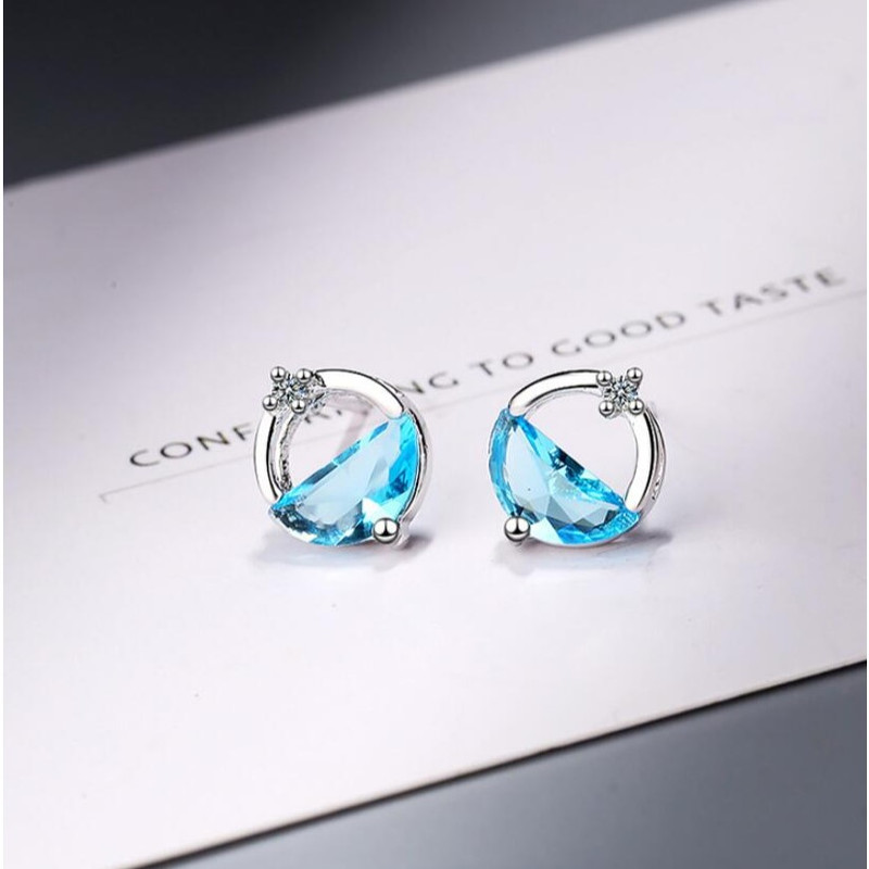 AROS TODOJOYAS CIRCULAR CIRCON AZUL PLATEADO PLATA - 2