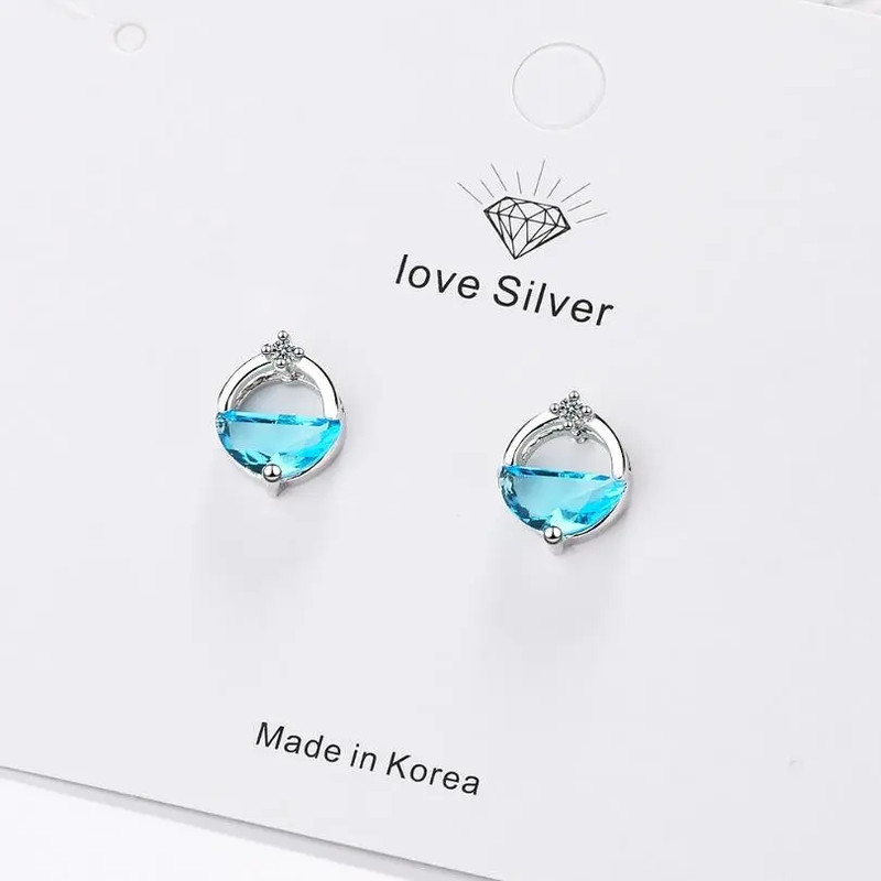 AROS TODOJOYAS CIRCULAR CIRCON AZUL PLATEADO PLATA - 3