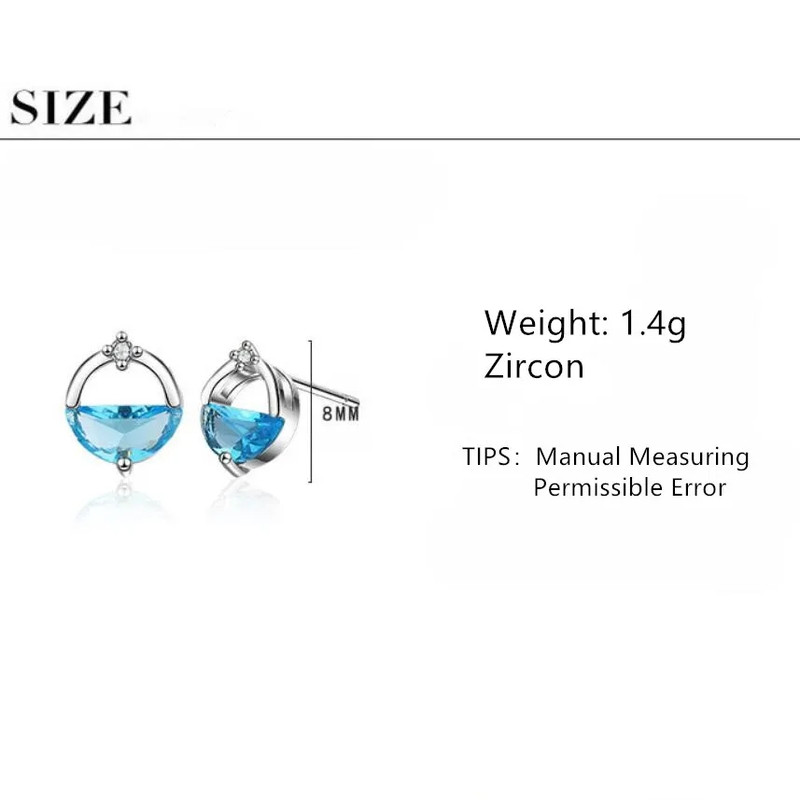 AROS TODOJOYAS CIRCULAR CIRCON AZUL PLATEADO PLATA - 5