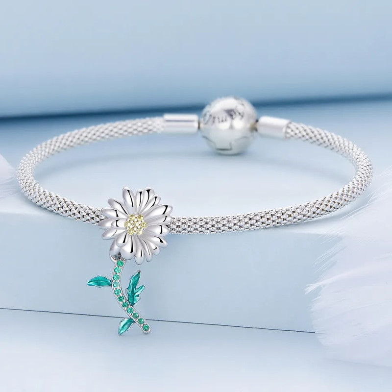 CHARM DIJE PLATA 925 MARGARITA DAISY FLOWER - 4