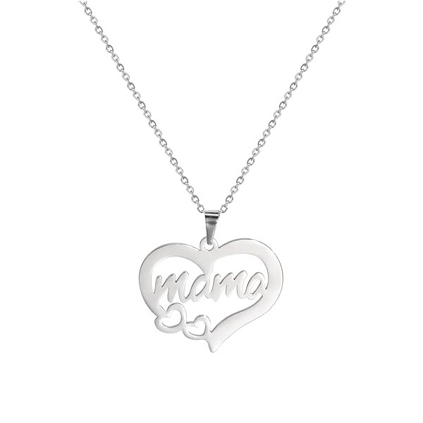 COLLAR ACERO MAMA DOS CORAZONES PLATEADO - 1