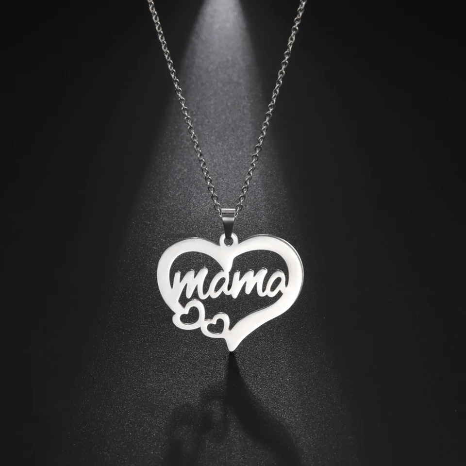 COLLAR ACERO MAMA DOS CORAZONES PLATEADO - 3