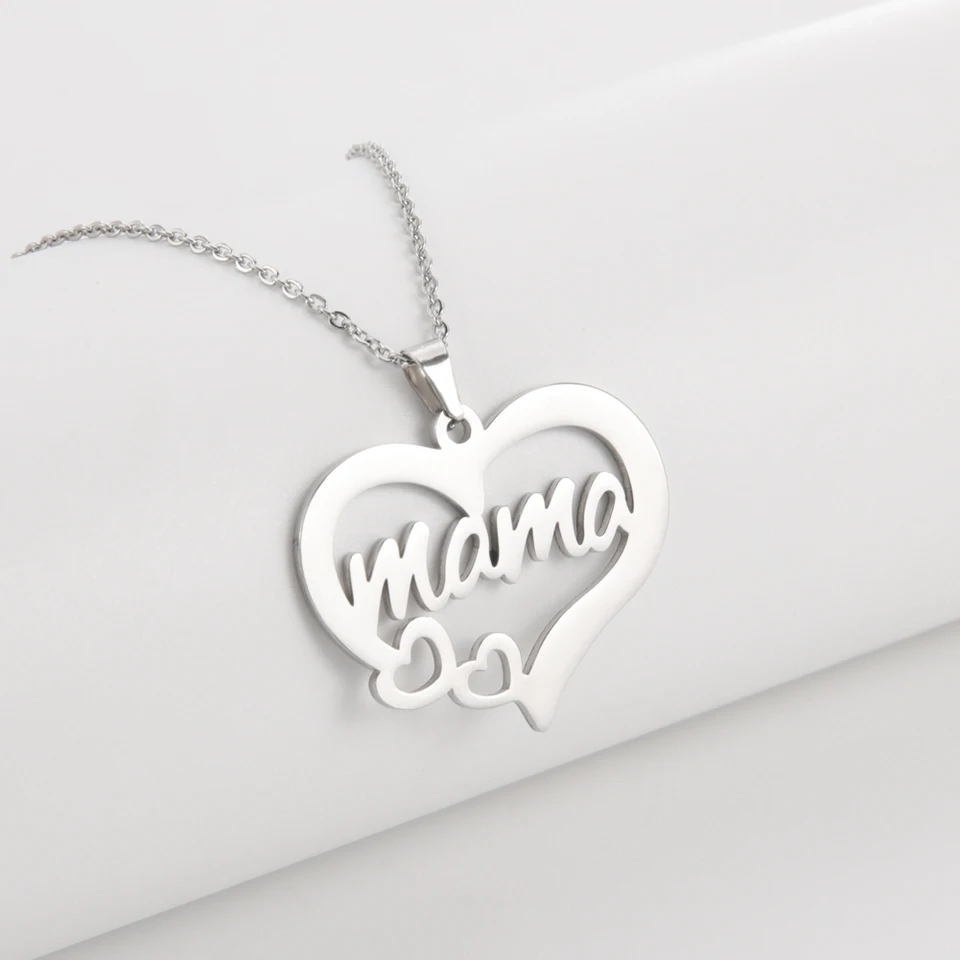 COLLAR ACERO MAMA DOS CORAZONES PLATEADO - 4