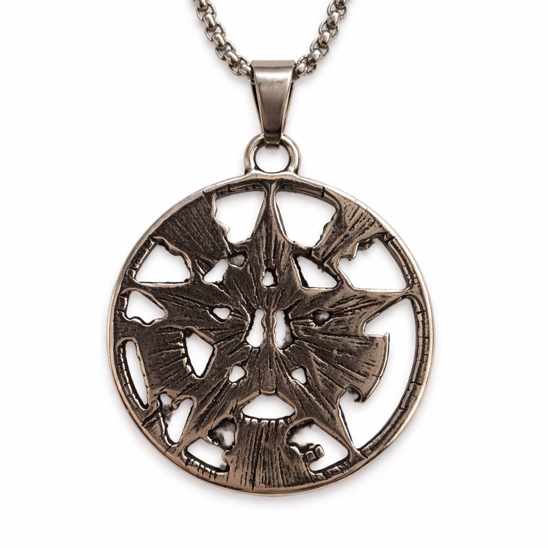 COLLAR TETRAGRAMMATON PENTAGONO 35MM CADENA 60CM ACERO - 4