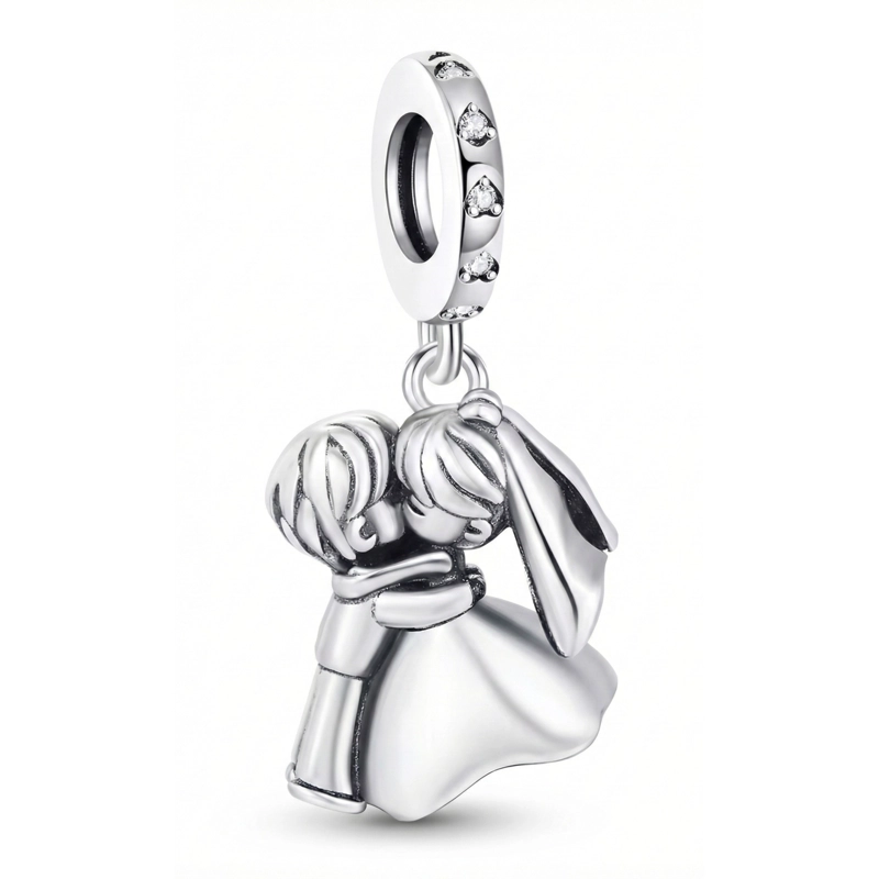 CHARM DIJE COLGANTE PLATA 925 PAREJA NOVIOS CASADOS - 1