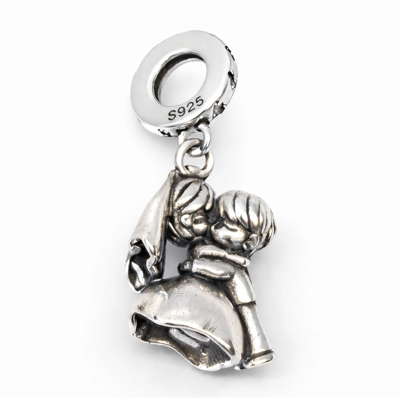 CHARM DIJE COLGANTE PLATA 925 PAREJA NOVIOS CASADOS - 2