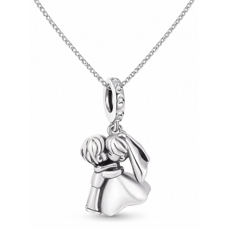 CHARM DIJE COLGANTE PLATA 925 PAREJA NOVIOS CASADOS - 4