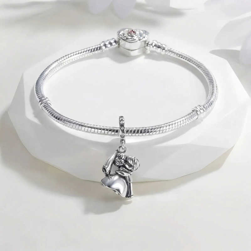 CHARM DIJE COLGANTE PLATA 925 PAREJA NOVIOS CASADOS - 5