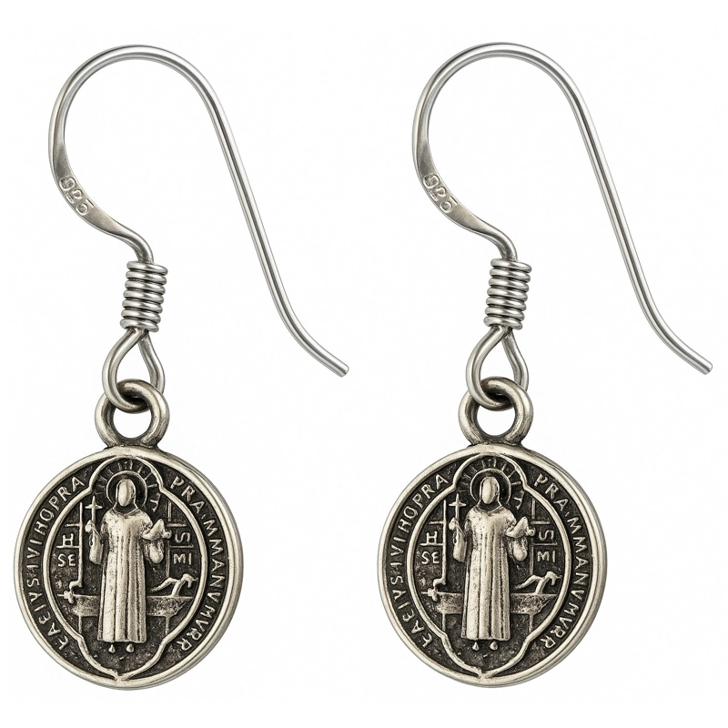 AROS PLATA 925 COLGANTE SAN BENITO PROTECTOR MEDALLA - 1