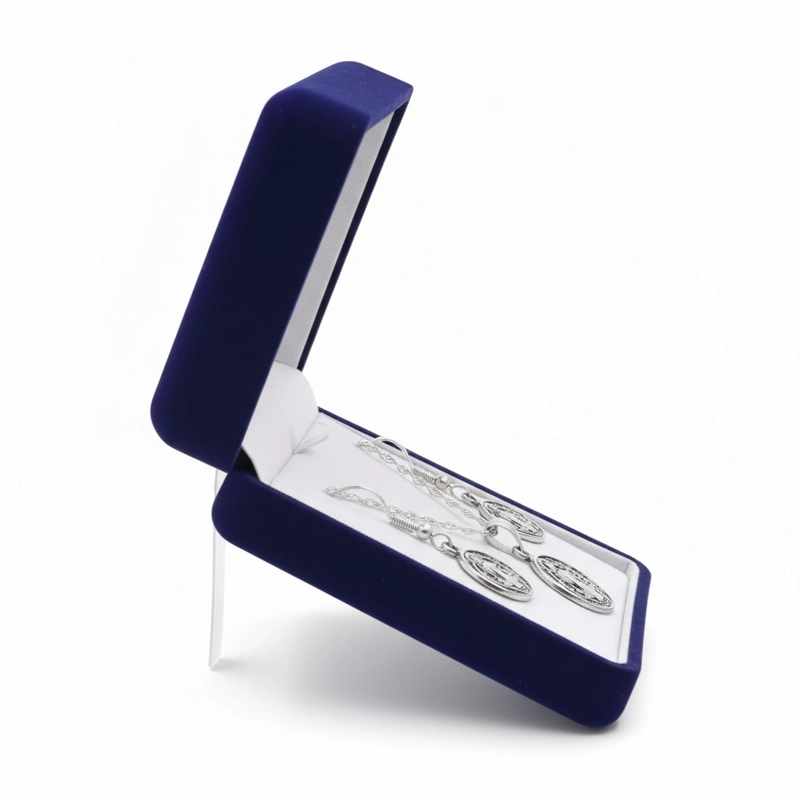 CONJUNTO PLATA 925 MEDALLAS SAN BENITO PROTECTOR - 2