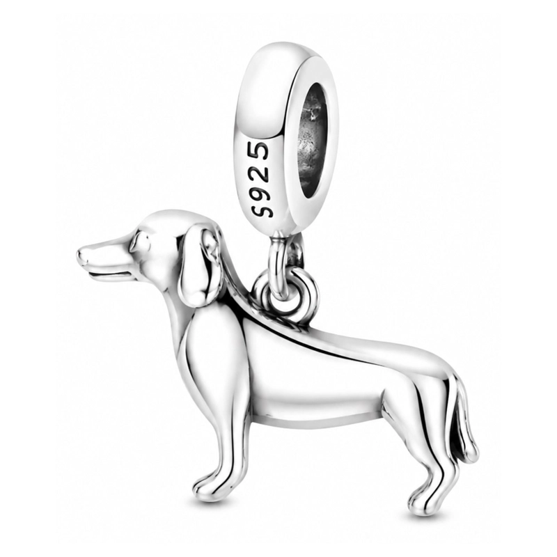 CHARM DIJE PLATA 925 PERRO SALCHICHA DACHSHUND - 1