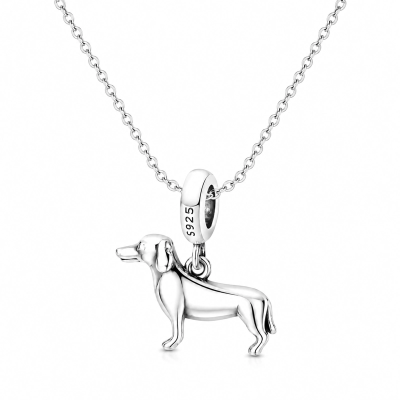 CHARM DIJE PLATA 925 PERRO SALCHICHA DACHSHUND - 4