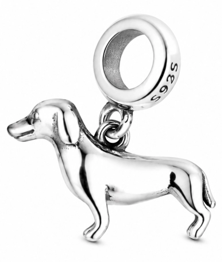 CHARM DIJE PLATA 925 PERRO SALCHICHA DACHSHUND - 5