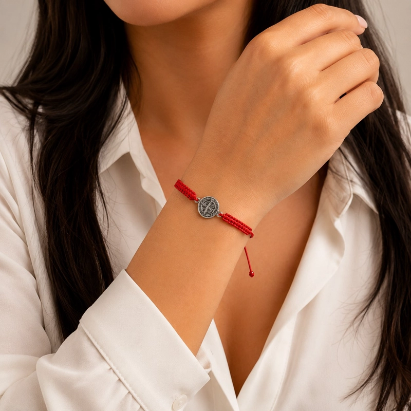 PULSERA HILO ROJO TRENZADO SAN BENITO ABAD - 2