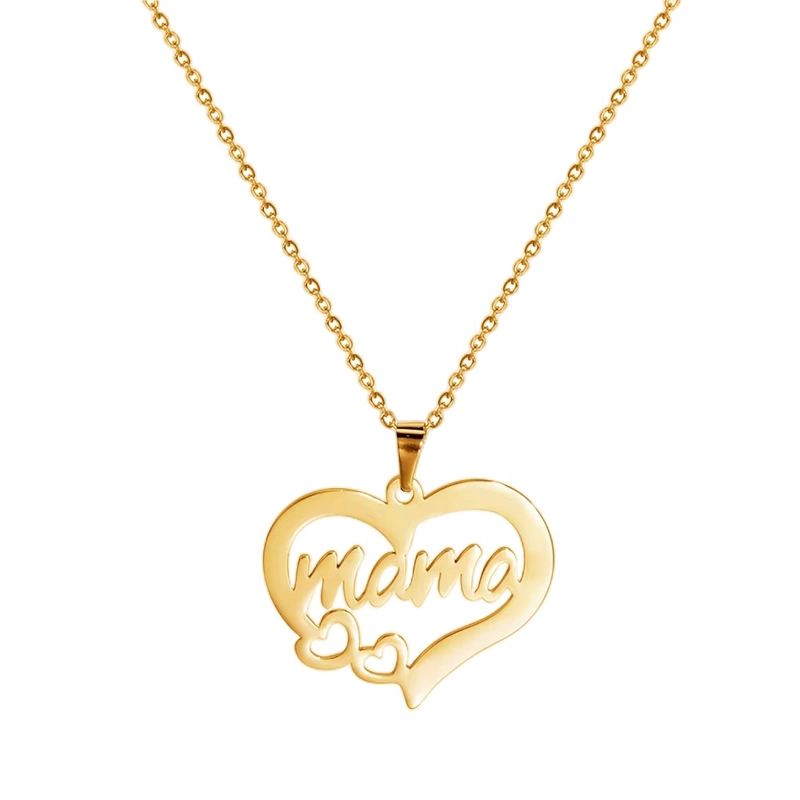 COLLAR ACERO MAMA DOS CORAZONES DORADO - 1