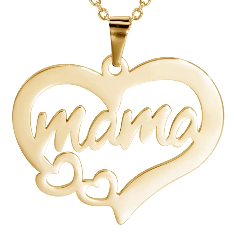 COLLAR ACERO MAMA DOS CORAZONES DORADO - 3