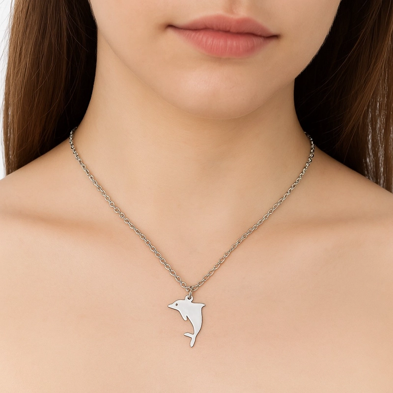 COLLAR DELFIN ACERO PLATEADO - 2