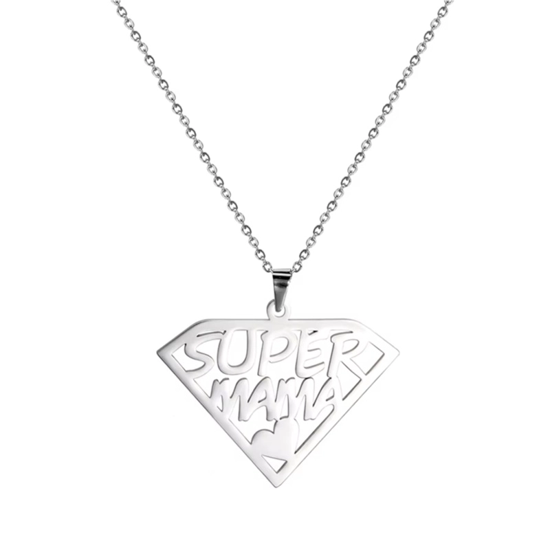 COLLAR SUPER MAMA ACERO PLATEADO - 1