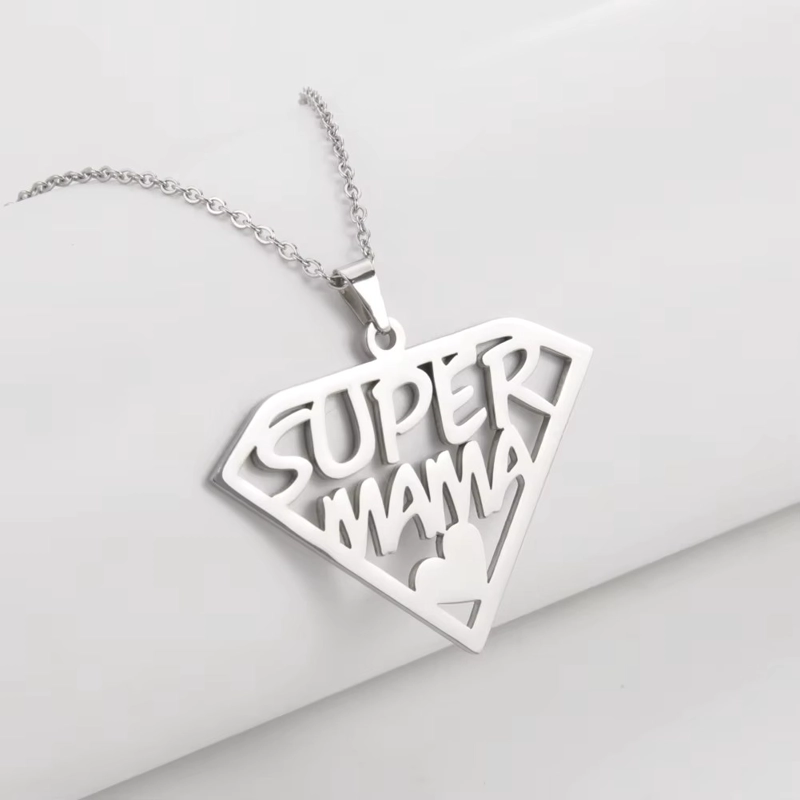 COLLAR SUPER MAMA ACERO PLATEADO - 2
