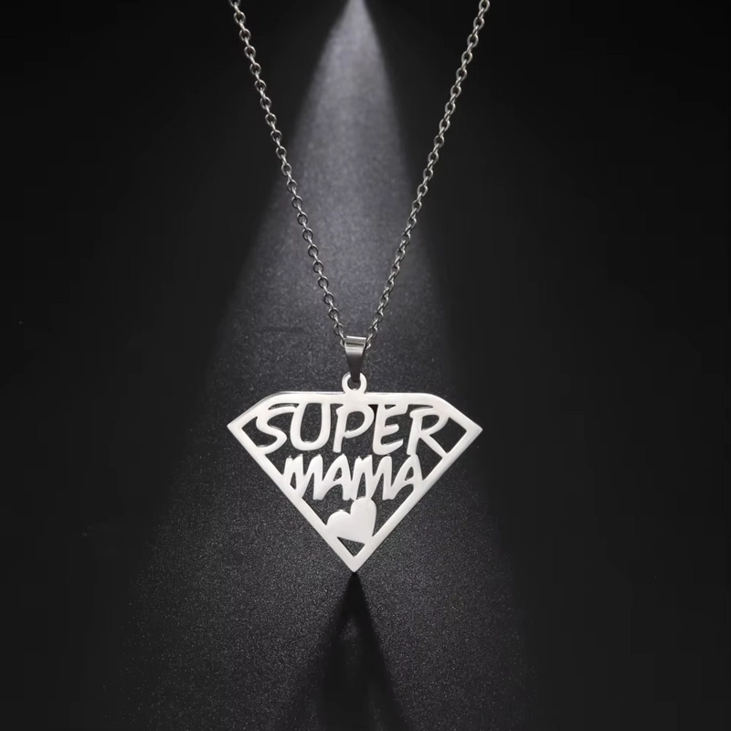 COLLAR SUPER MAMA ACERO PLATEADO - 3