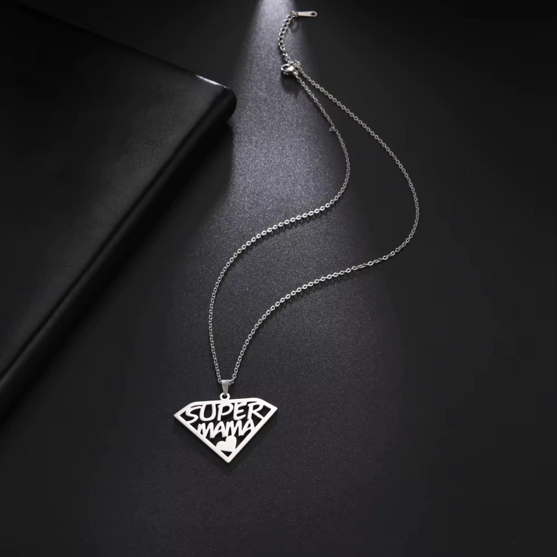 COLLAR SUPER MAMA ACERO PLATEADO - 5