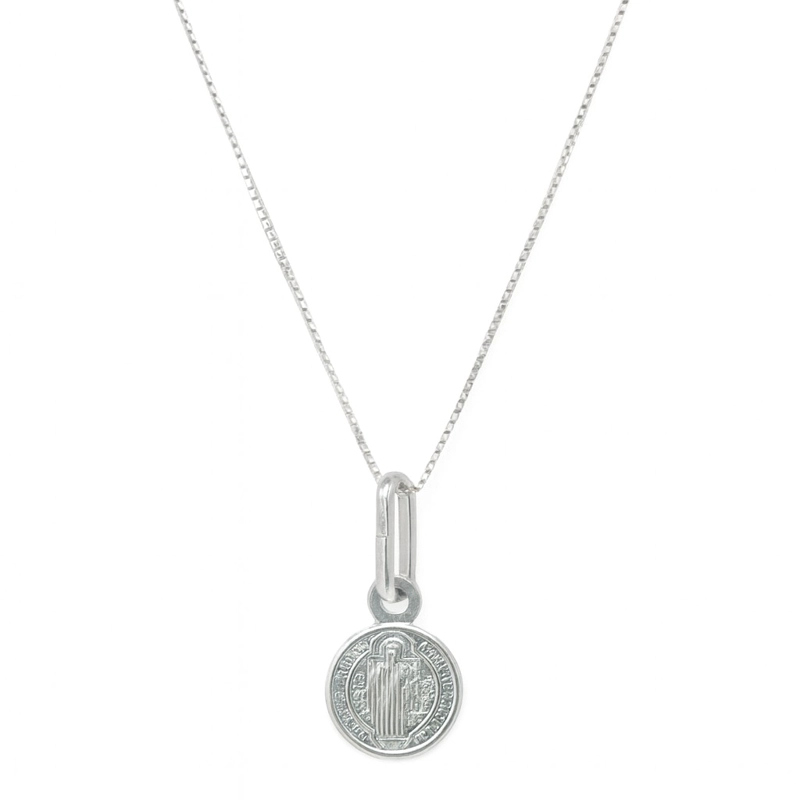 COLLAR MEDALLA PLATA 925 SAN BENITO PROTECTOR NIÑOS - 1