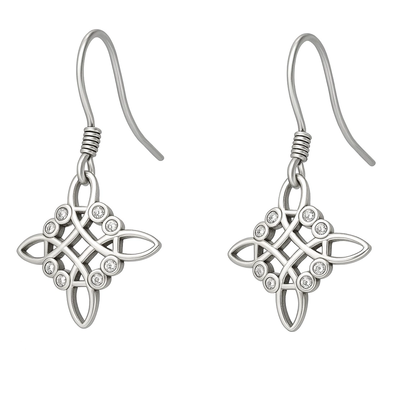 AROS PLATA 925 NUDO DE BRUJA CELTA Y CIRCONES - 1