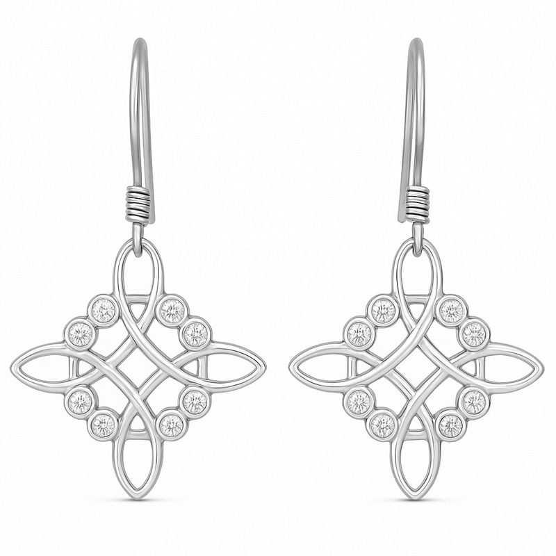 AROS PLATA 925 NUDO DE BRUJA CELTA Y CIRCONES - 3