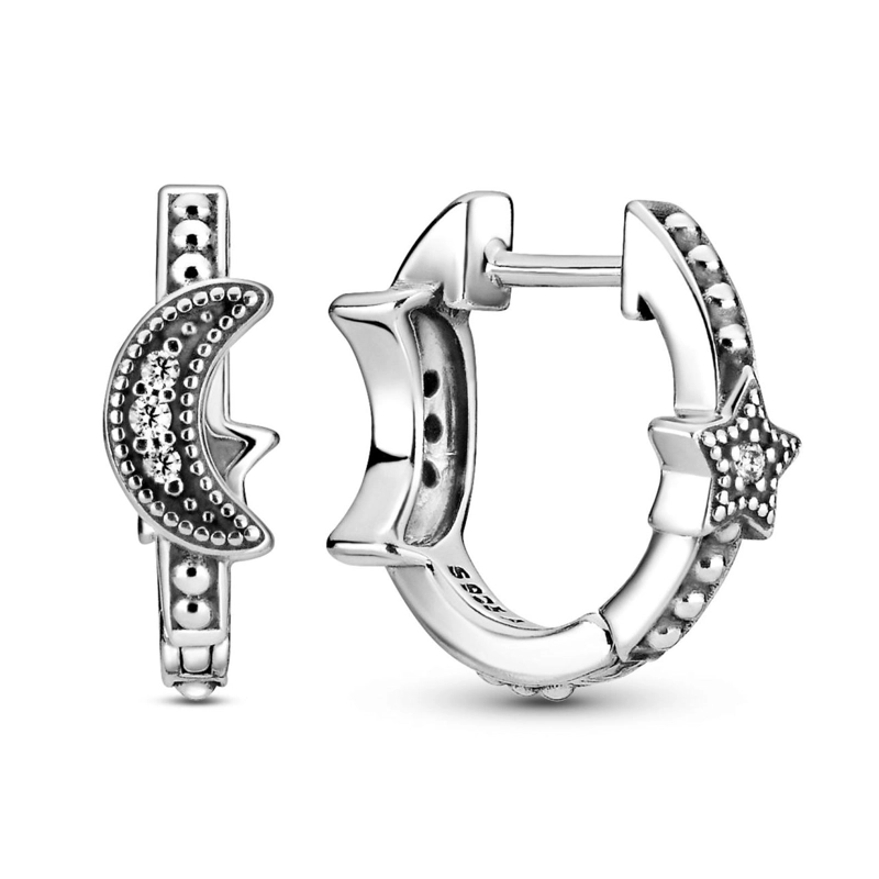AROS PLATA 925 LUNA Y ESTRELLA HUGGIE 15MM - 1