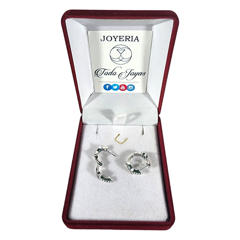 AROS PLATA 925 LUNA Y ESTRELLA HUGGIE 15MM - 2