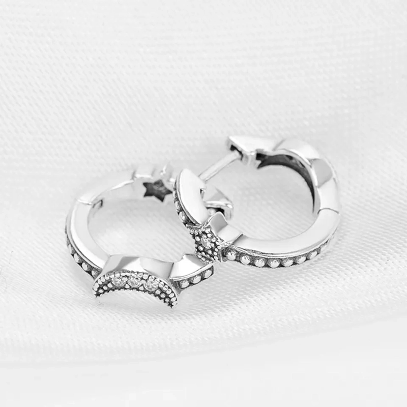 AROS PLATA 925 LUNA Y ESTRELLA HUGGIE 15MM - 4