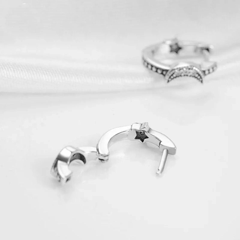 AROS PLATA 925 LUNA Y ESTRELLA HUGGIE 15MM - 5