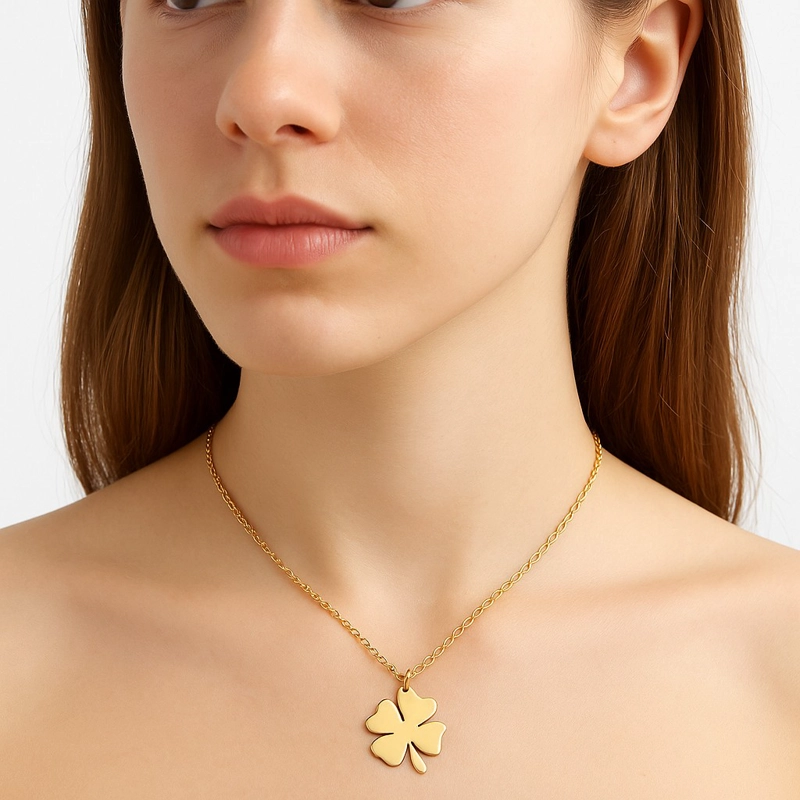 COLGANTE COLLAR TRE BOL 4 HOJAS 1111 ACERO DORADO - 3
