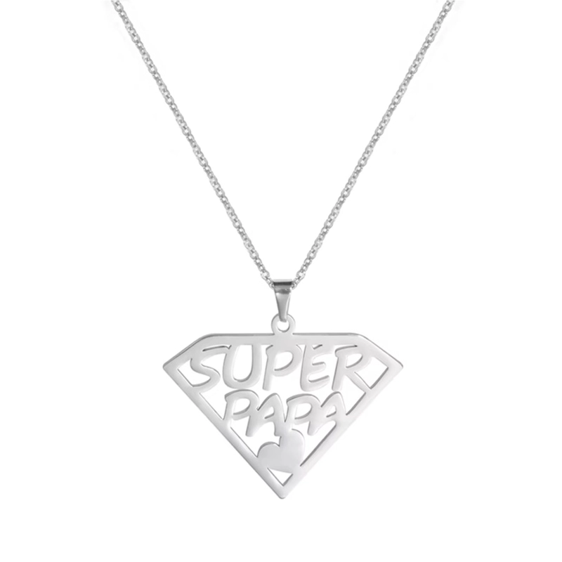 COLLAR SUPER PAPA ACERO PLATEADO - 1